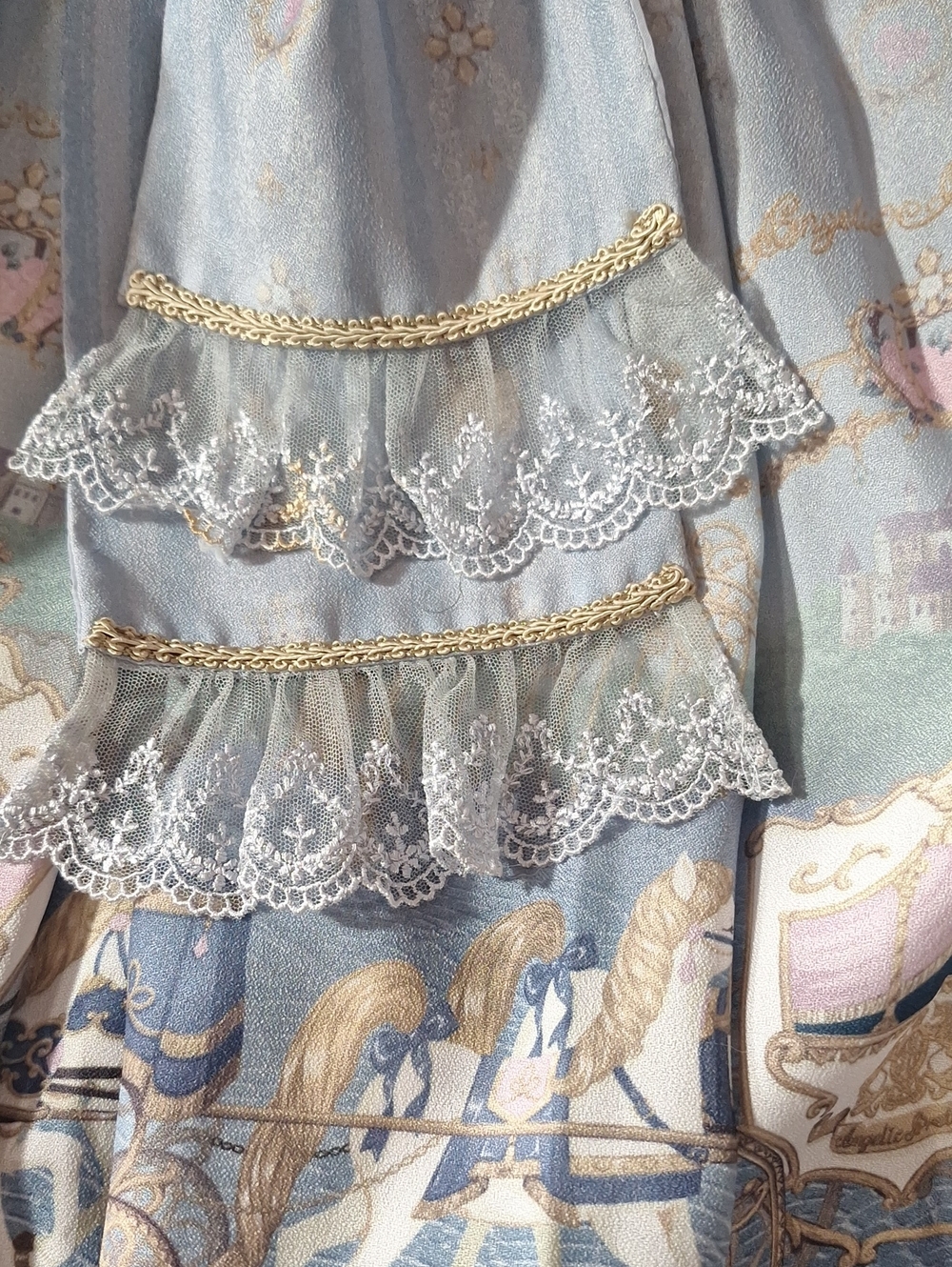 Angelic Pretty Sax Blue Horse & Carriage Pearl JSK | Old School Sweet Lolita 💙 - Picture 14 of 16